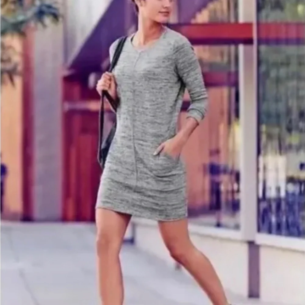 Athleta Dress Destiny Techie Pockets Stretch Lounge Athletic Travel Black Grey